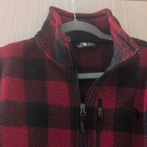 The North Face Red and Black Zip Up Sweater